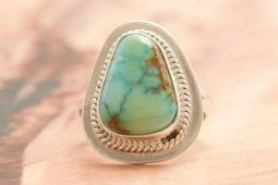Native American Jewelry Genuine Battle Mountain Turquoise Sterling Silver Ring